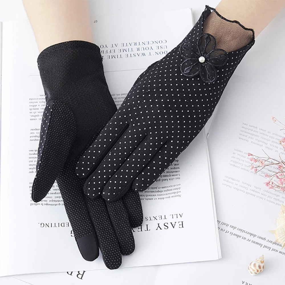 Silk Short Gloves Women Summer  Lace UV Sunscreen Gloves Anti-Slip Breathable Cycling Driving Gloves Sexy Lady Gloves guantes