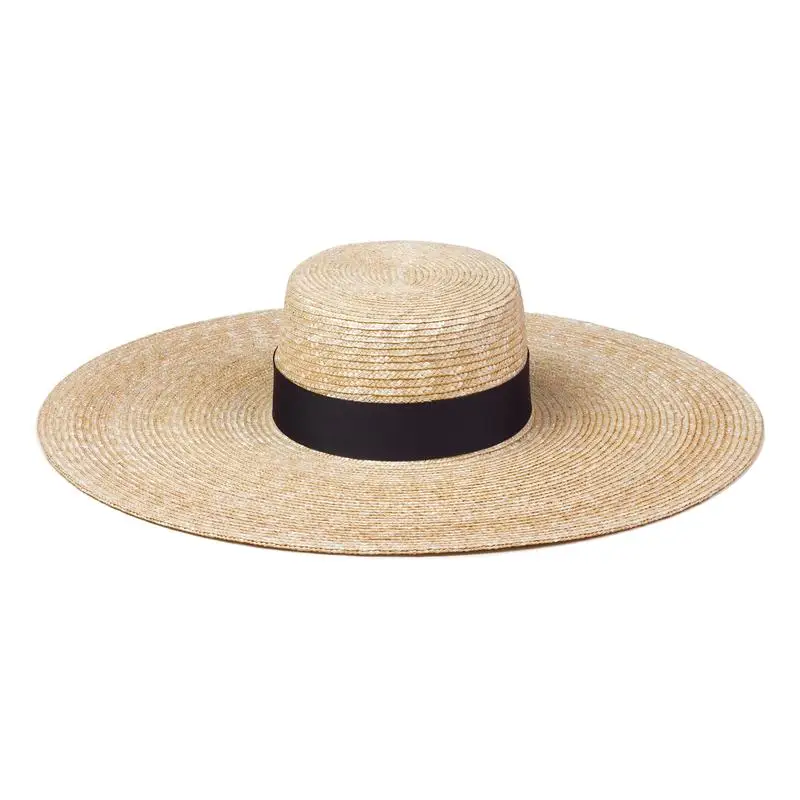 New Women Wide Brim Beach Hat Ladies Summer Big Straw Hats UV Protection Sun Hat S1340-15cm