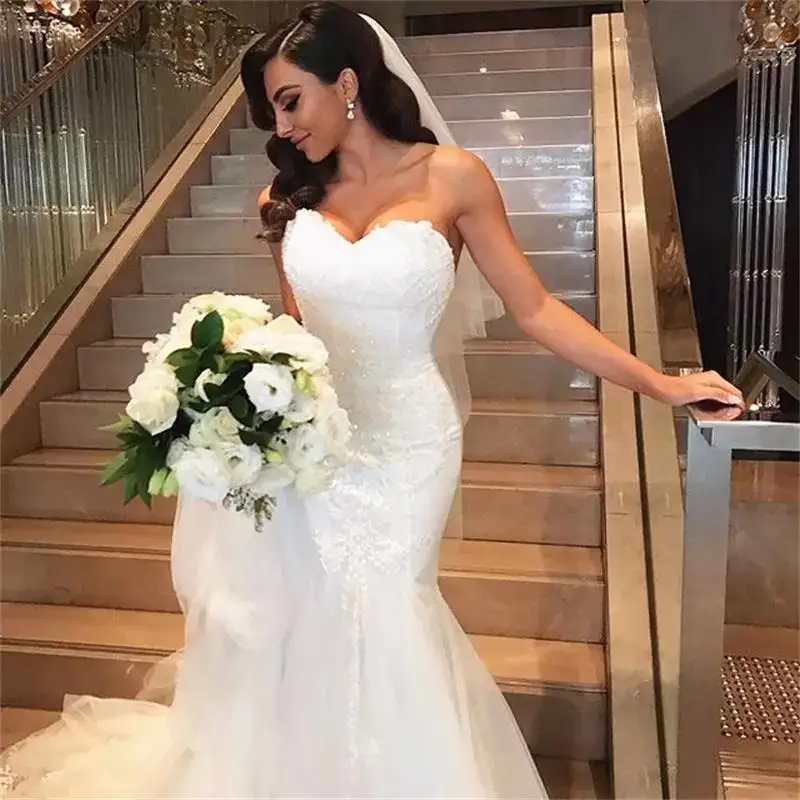 Vestido de noiva estilo sereia, vestidos brancos vintage para casamento, com corpete, para o ar livre, formal, 2021