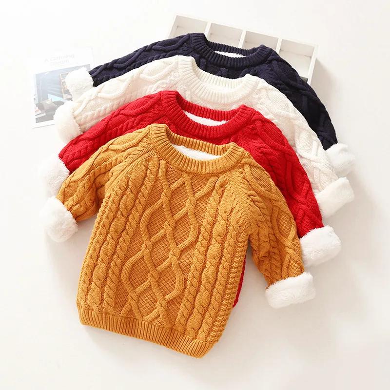 Baby Boys Girls Babe Pullovers Kids Twisted stripes Thick Sweaters Warm Child Clothing Winter babies Toddler Schoolchild Sweater