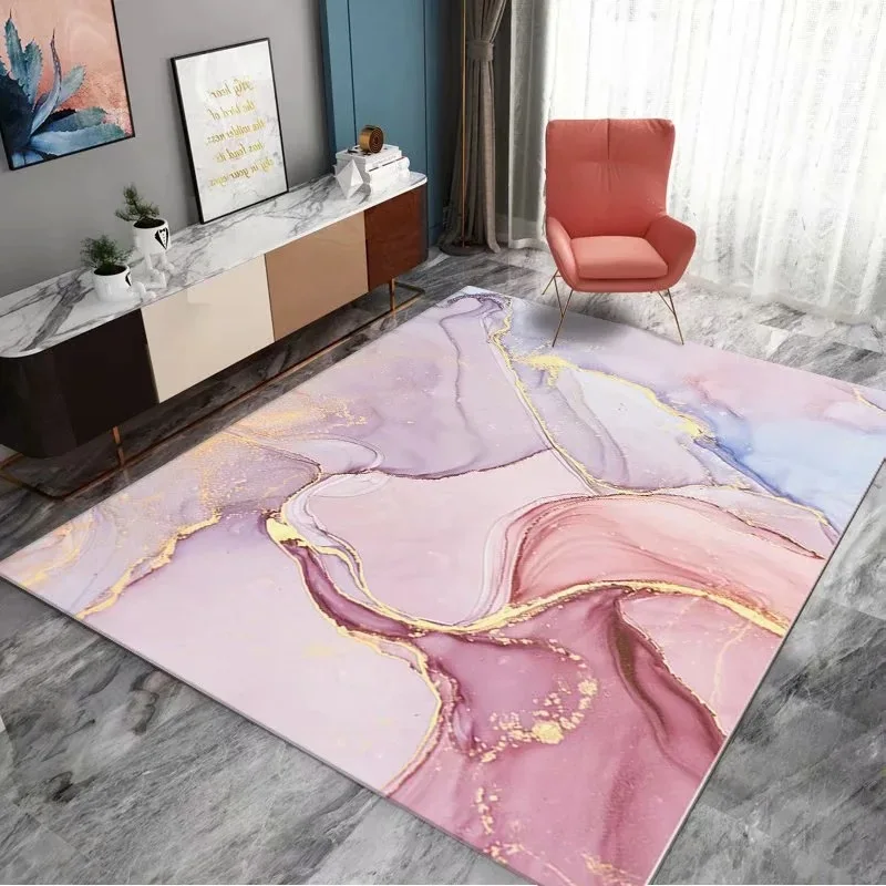 

Abstract Dream Pink Gold Carpets for Living Room Girl Bedroom Mat Hallway Rectangle Purple Rugs Fashion 3D Romantic Bedside Rug