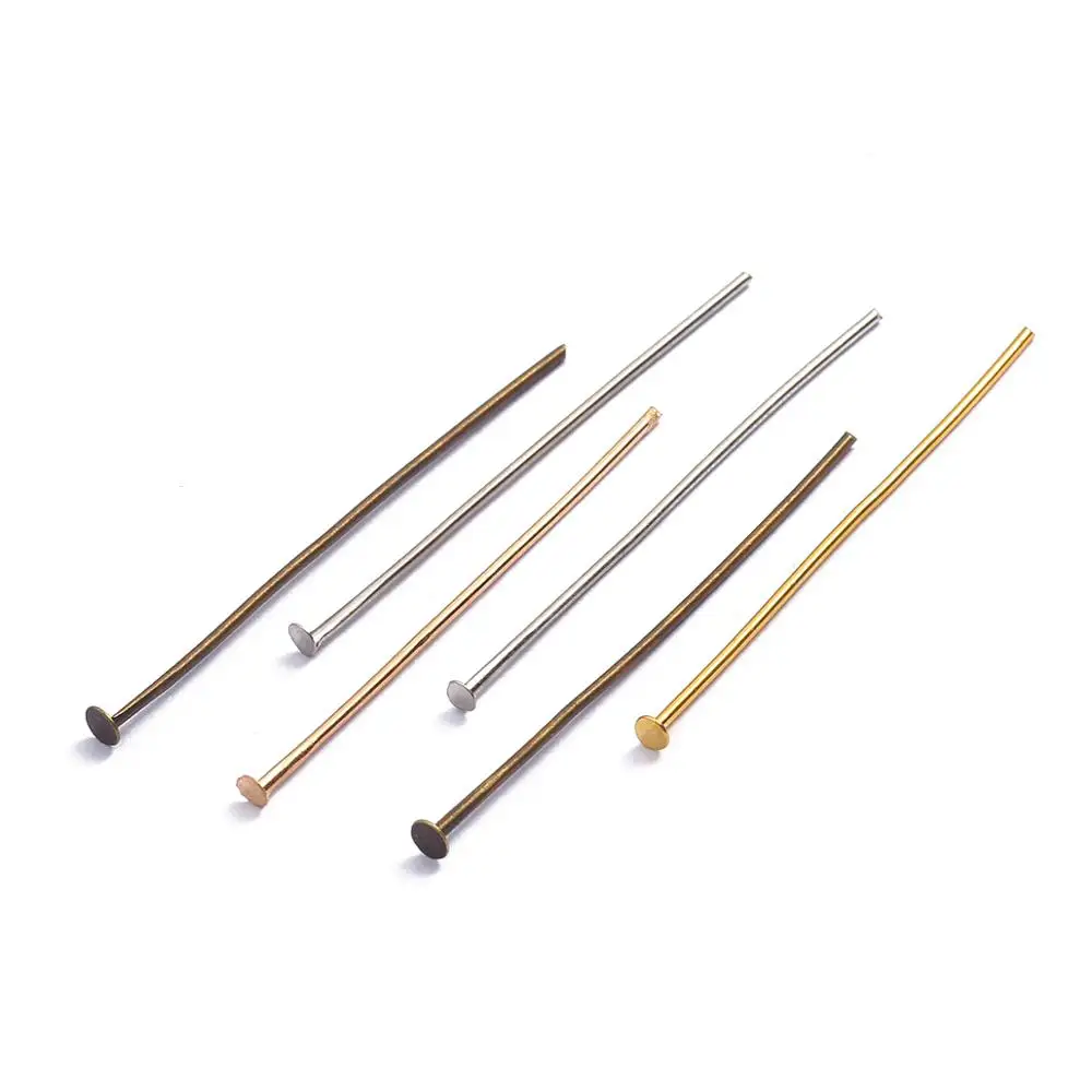 200pcs/bag Flat Head Pins 20 25 30 40 50 60 70 mm Head Pins Needles Beads For DIY Jewelry Making Findings Supplies