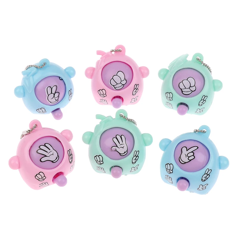 Lot de 6 pendentifs de porte-clés délicats et amusants, Mini appareil Mora, jeu de devinettes, ciseaux en papier roche, jouet oeuf rond