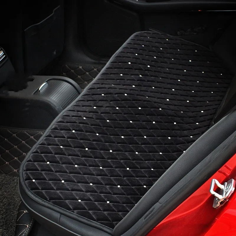 Winter Diamond Plush Universal Car Seat Cover Rhinestone Auto Seat Cushion Velvet Front Back Seat Protector Mat Car Accessories