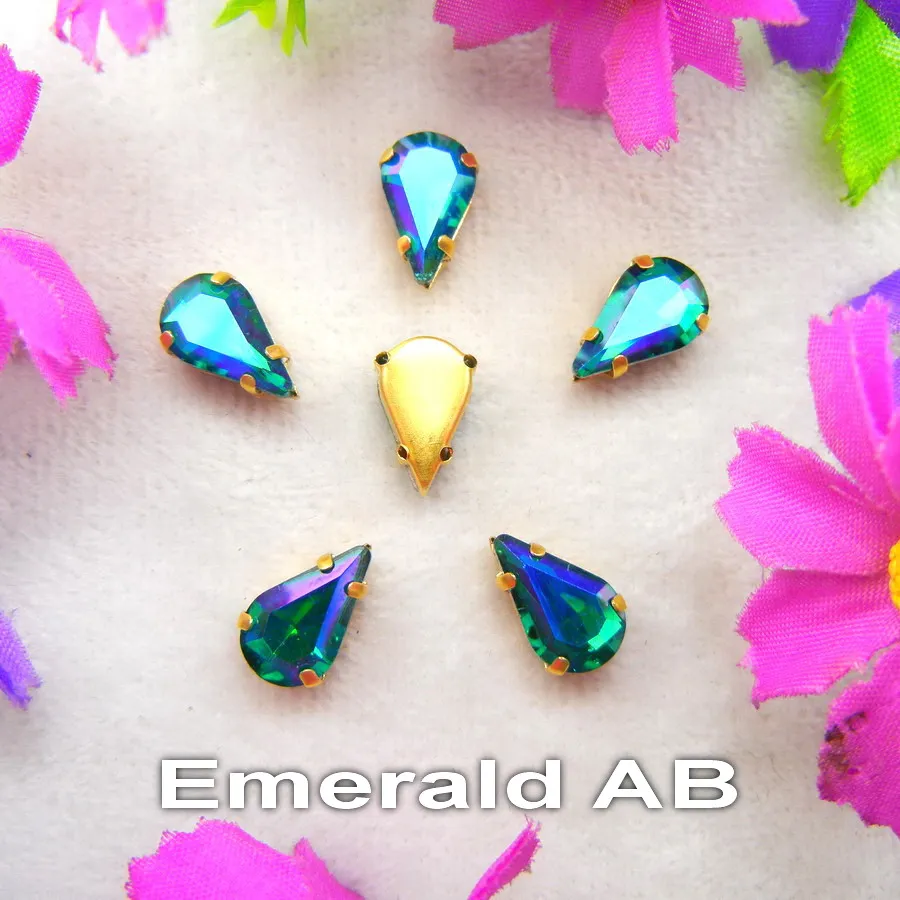 AB Colors Gold Claw Settings 3*6mm 6*10mm 8*13mm Wassertropfen Birnenform Glaskristall Aufnähbare Strassperlen Zubehör DIY – Detail 8