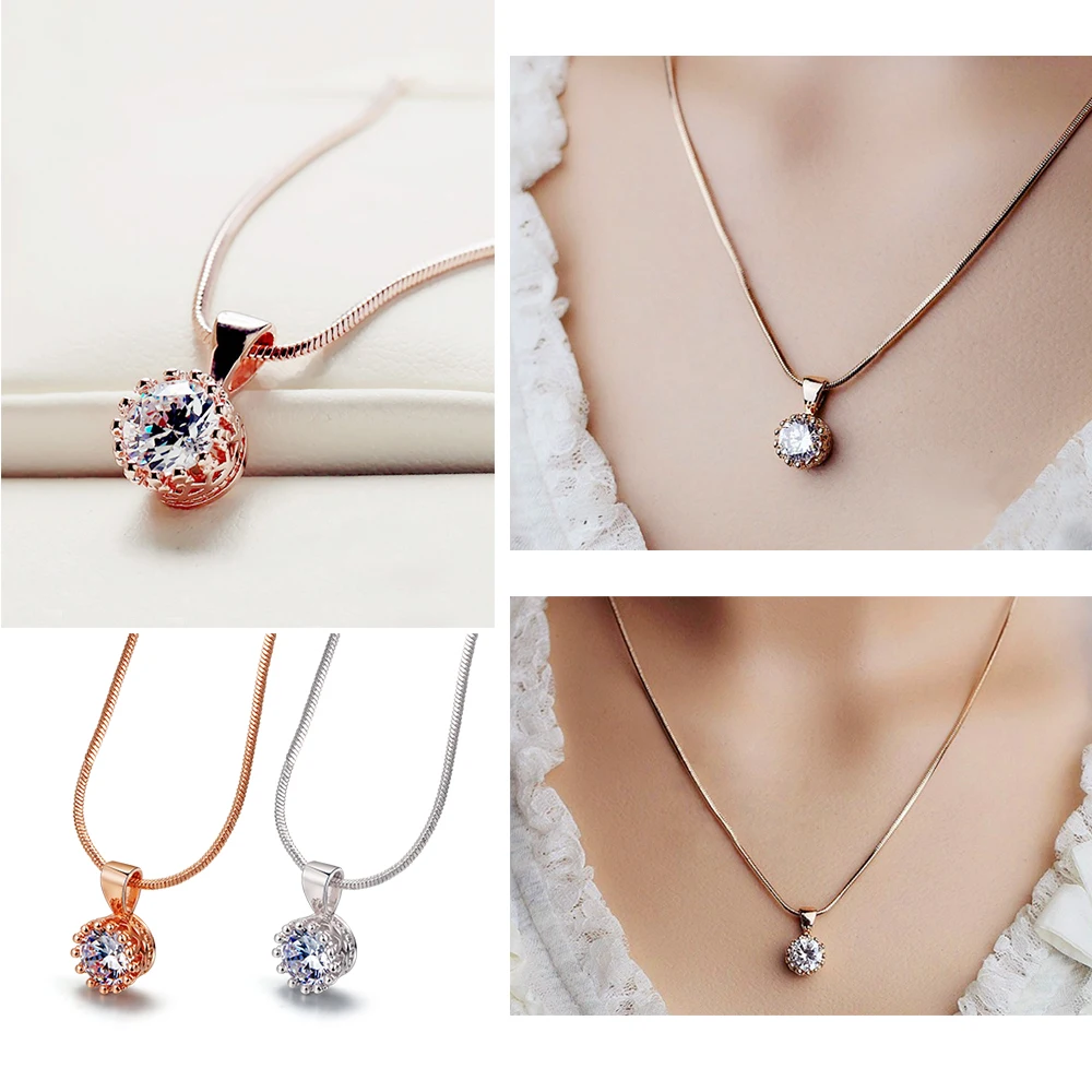 ZYS169 Crown Cubic Zirconia Rose Gold Color Fashion Jewelry Set For Women Work Party Wedding