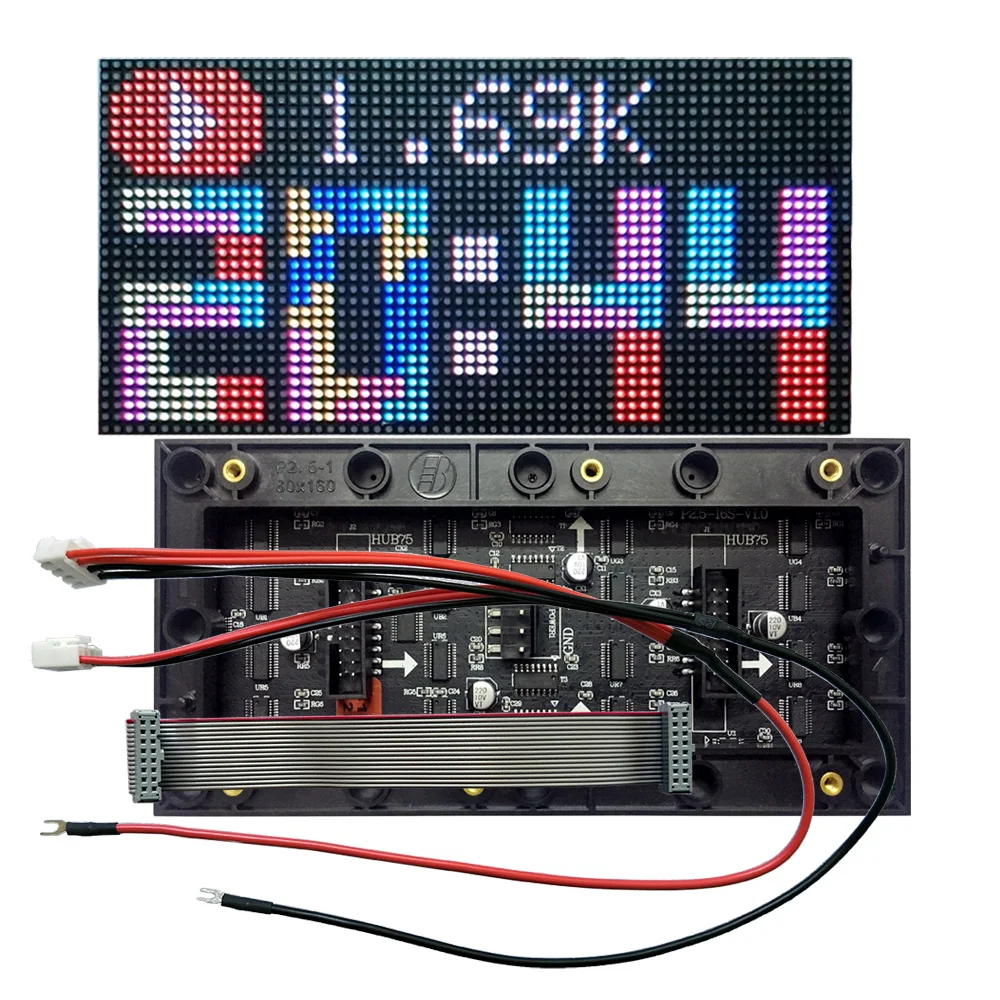 P2.5-64x32 kryty kolorowy moduł wyświetlacza LED HUB75, 160mm * 80mm, RGB LED 64 × 32 P2.5 1/16 matryca panelowa, kompatybilna z PIN2DMD