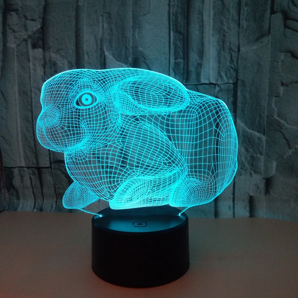 Newest Kid Light Nights 3D LED NightLight Creative Table Bedside Lamp Romantic Heart rabbit light Kids Gril Home Decoration Gift