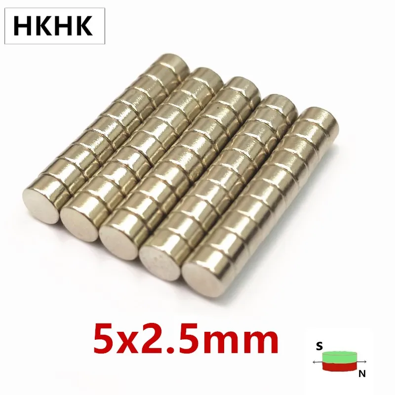 50-1000p Small Round Neodymium Disc Magnets 5x2.5 Dia N42 Strong Rare Super Powerful Earth Magnet 5x2.5 mm magnetic stand