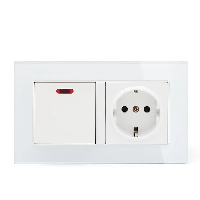 EU 146 German Wall socket European socket High-power electrical apparatus 20A switch toughened glass panel