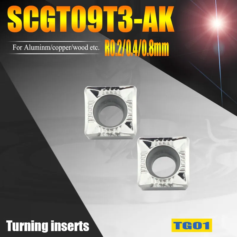 SCGT09T304 AK lathe turning tools square carbide insert SCGT 09T302 R08 CNC tools inserts blade cutter for aluminum,copper,wood