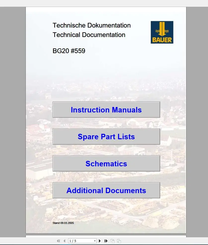 

Bauer Foundation Machine Service Manual, Instruction, Schematic Manual