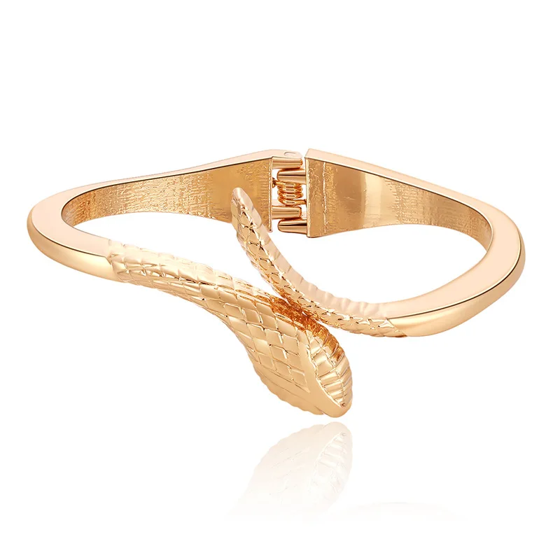 New Open Snake-shaped Cuff Bracelet for Women Elastic Python Bracelet Gold Color Animal Party Jewelry