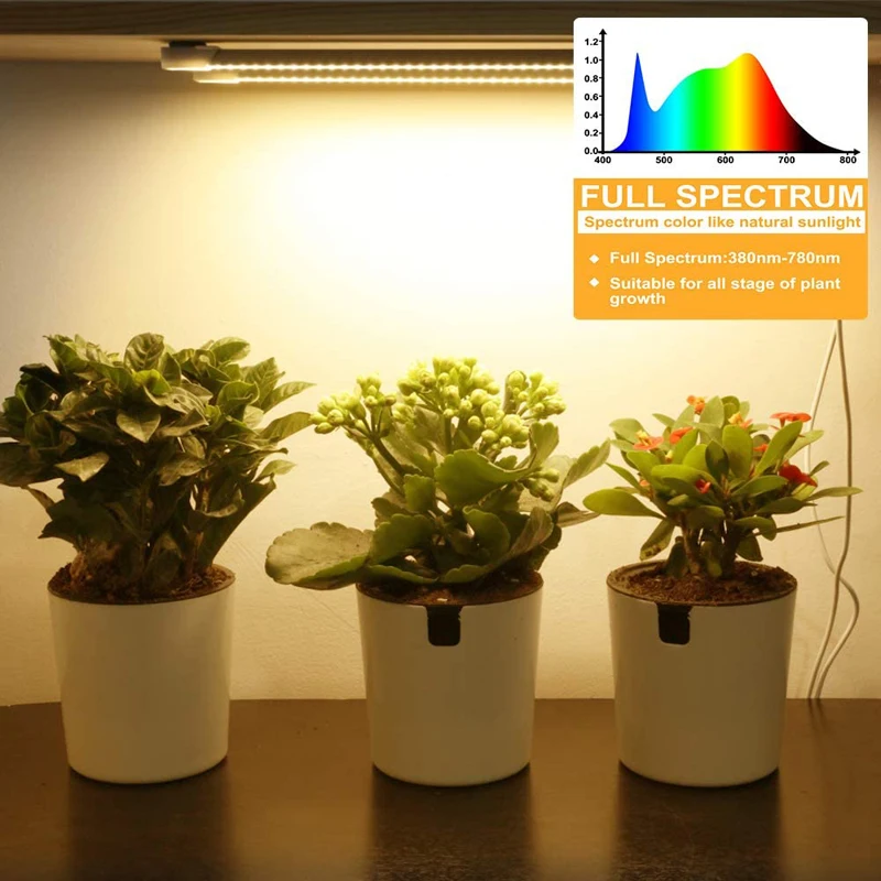 LED Plant Grow Light Strips Full Spectrum For Indoor Plants With Auto ON/Off Timer Sunlight Grow Lamp For Hydroponics Succulent