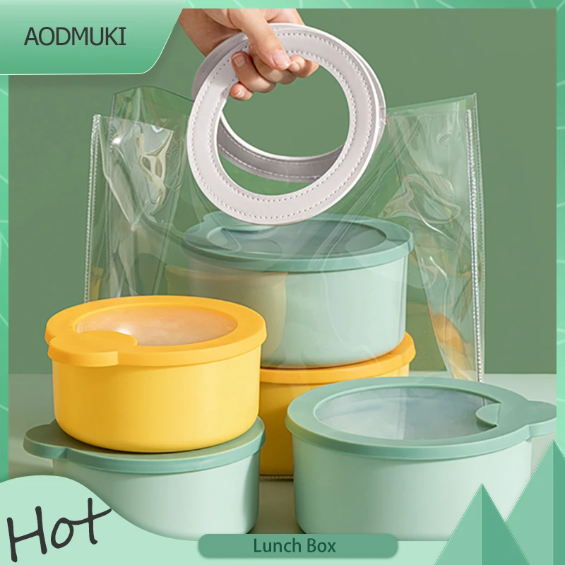 

Portable Lunch Box Plastic Food Storage Container Refrigerator Fresh-Keeping Box for Kids Eco-Friendly Bento Box with Handbags