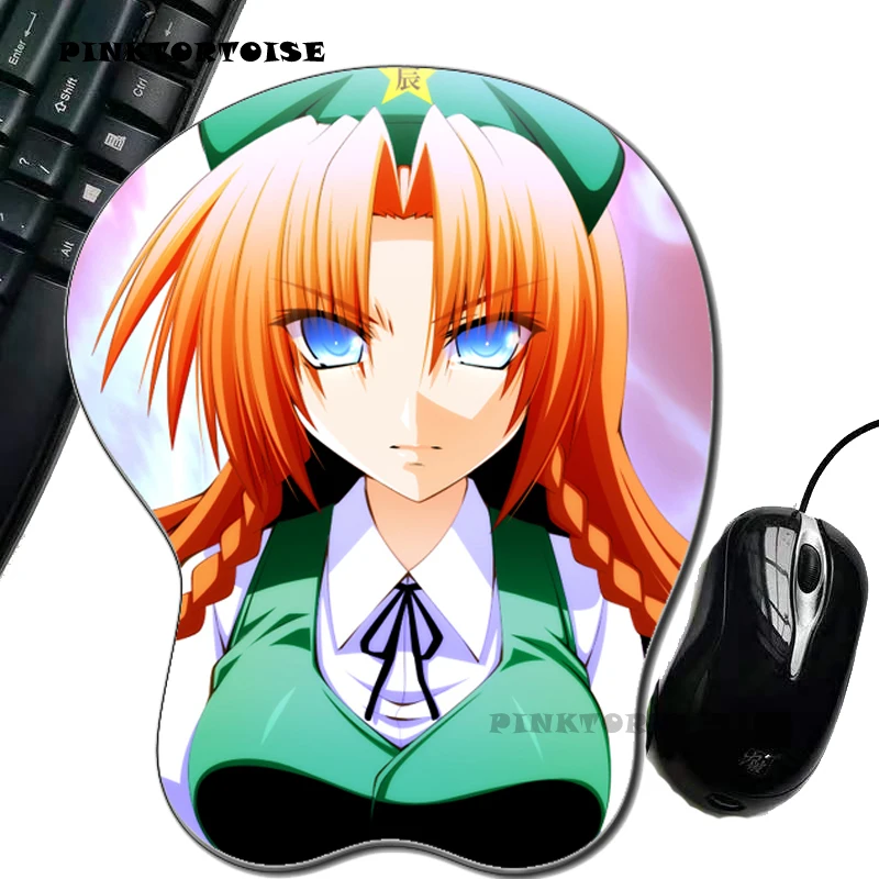 PINKTORTOISE Touhou Project mousepad Anime Hon Meirin Silicon anime 3D mousepad chest Mouse Pad Ergonomic Mouse Pad Mouse Pad