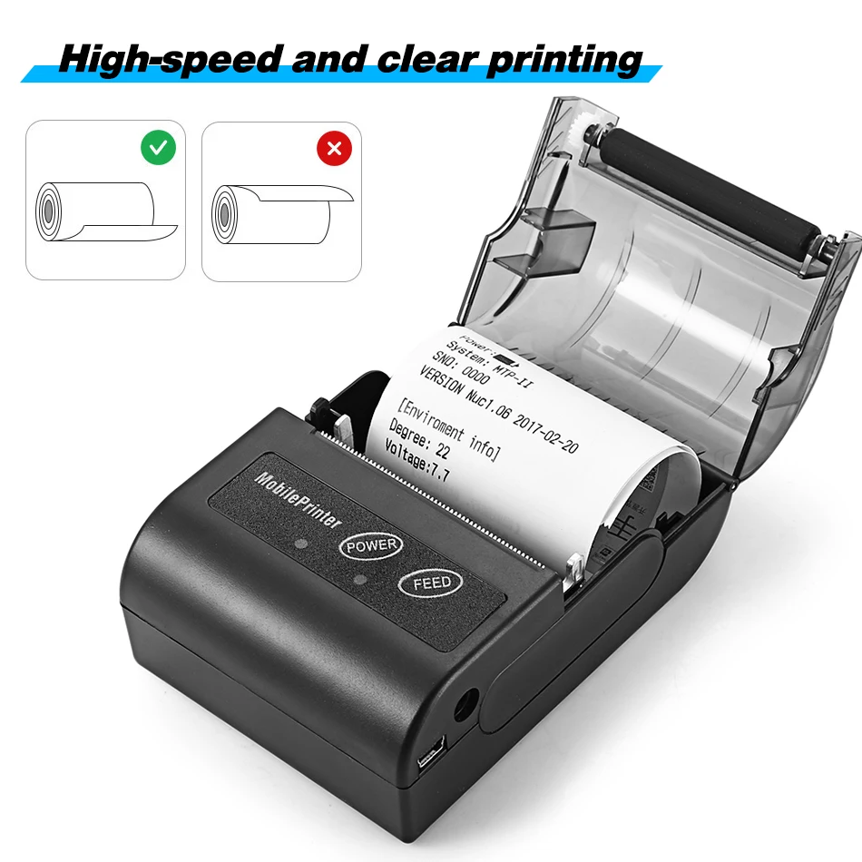 Loyverse POS SII e-boleta Android Mini Bluetooth Wireless Thermal Receipt Printer 58mm Bill Machine Maker with Paper Roll Print