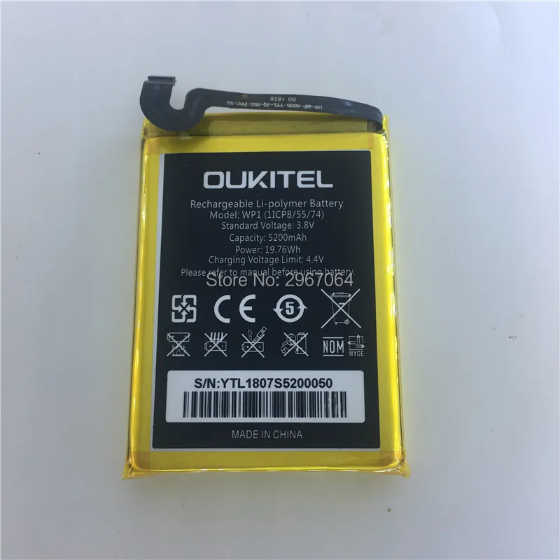 

In Stock 2022 production date for OUKITEL WP1 battery 5200mAh Long standby time High capacity for OUKITEL battery