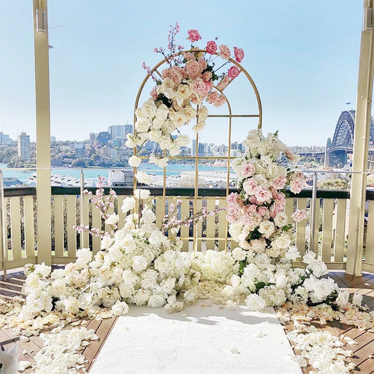 

Wedding Supplier Stainless Steel Gold Flower Arch Frame Backdrop Stand AB1101