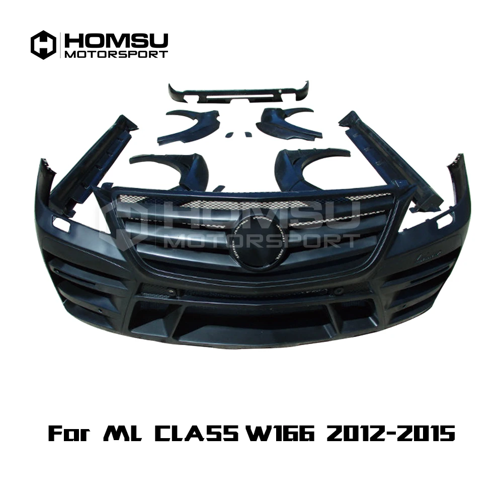 LR style FRP Unpainted Car Body Kit Front Rear Bumper Side Skirts Wheel Eyebrows Exhaust Pipes For Benz ML Class W166 2012-2015