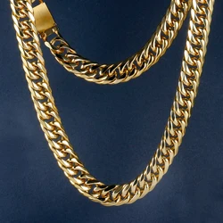 Hip Hop Cuban Chains On The Neck 316L Stainless Steel Chain Necklace Fashion Jewelry for Women Men  Accessories Gift