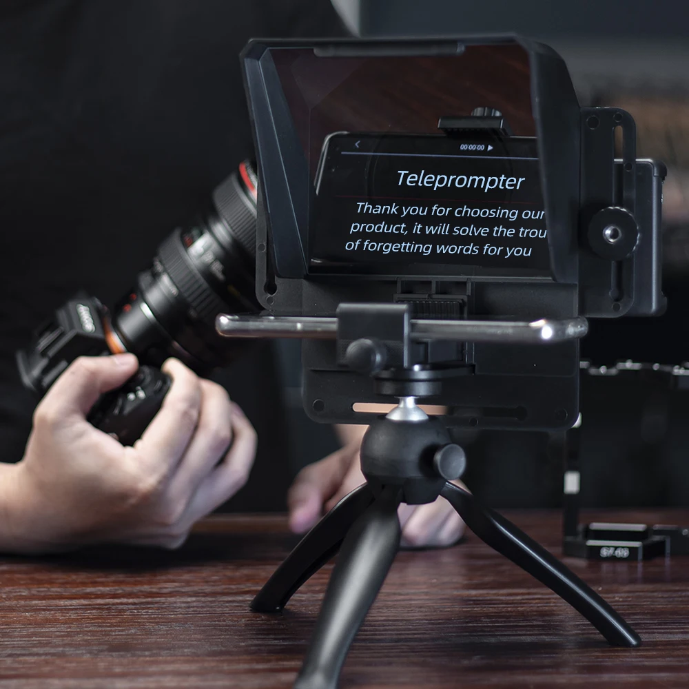 Pronstoor Phone and DSLR Recording Mini Teleprompter Portable Inscriber Mobile Teleprompter Artifact Video With Remote Control