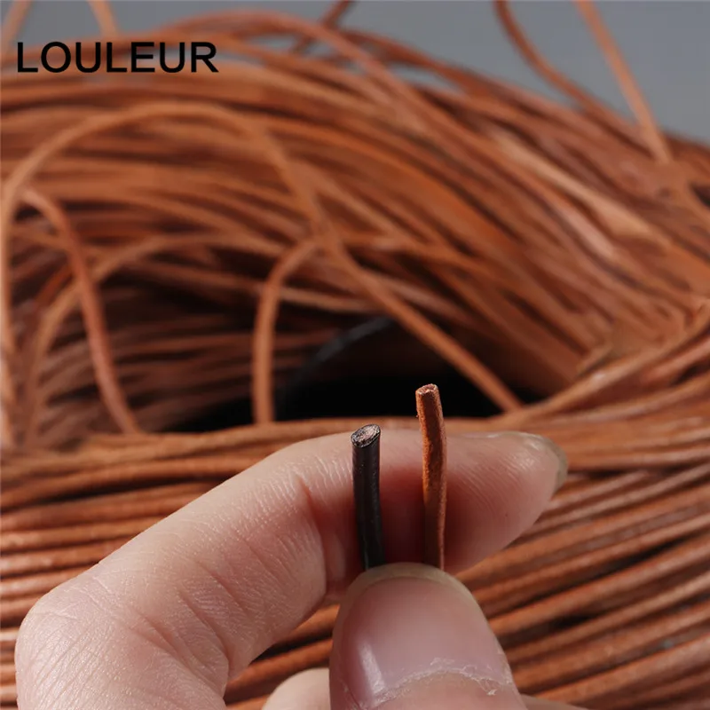 Louleur 100% Genuine Cow Leather Round Thong Cord Leather Cord String Rope for DIY Necklace Bracelet DIY Jewelry Making