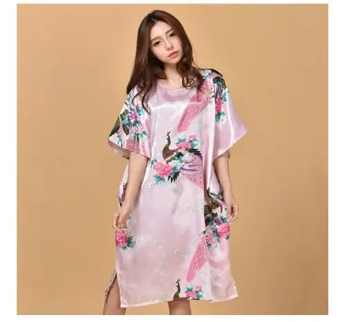 Plus Size Black Women\'s Summer Lounge Robe Lady New Sexy Home Dress Rayon Nightgown Large Loose Sleepwear Bathrobe Gown S002-B