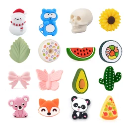 5PCS Mini Animal Silicone Leaf Koala Shape Daisy Flower Teething Jewelry BPA Free Pacifier Chain Baby Teether Pendant Necklace