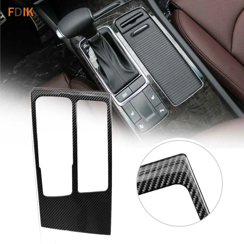 Inner Decoration Real Carbon Fiber Gear Shift Box Panel Frame Cover Trim for Kia K5 Optima 2016 2017