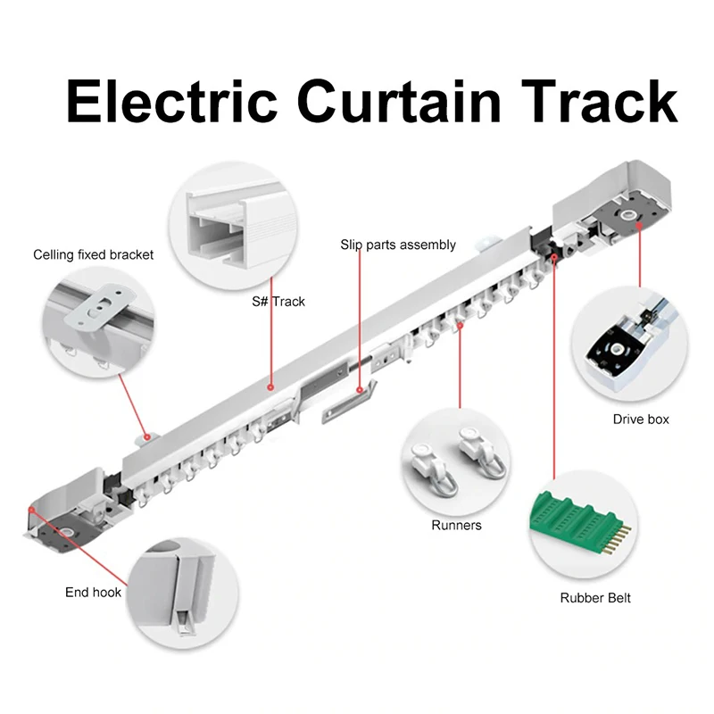 Free Ship Super Silent Tuya Electric Curtain Track Rail Motorized Rod for Tuya Zigbe/Wifi Motor Smart Curtains Automatic System