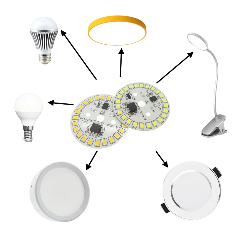 3W 5W 7W 9W 12W 15W AC 220v LED PCB With Integrated IC Driver Warm white/ White Driverless Aluminum Plate Board For Bulb Light