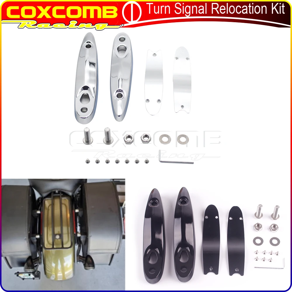 

Aluminum Rear Turn Signal Relocation Bracket Kit Motorcycle Bilnker Bracket For Harley Softail Street Fat Bob FLFBS FXBR