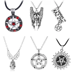 TV Series Supernatural License Plate KANSAS KAZ 2Y5 Necklaces Dean Sam Winchester Pentacle Pentagram Amulet Pendant Necklace