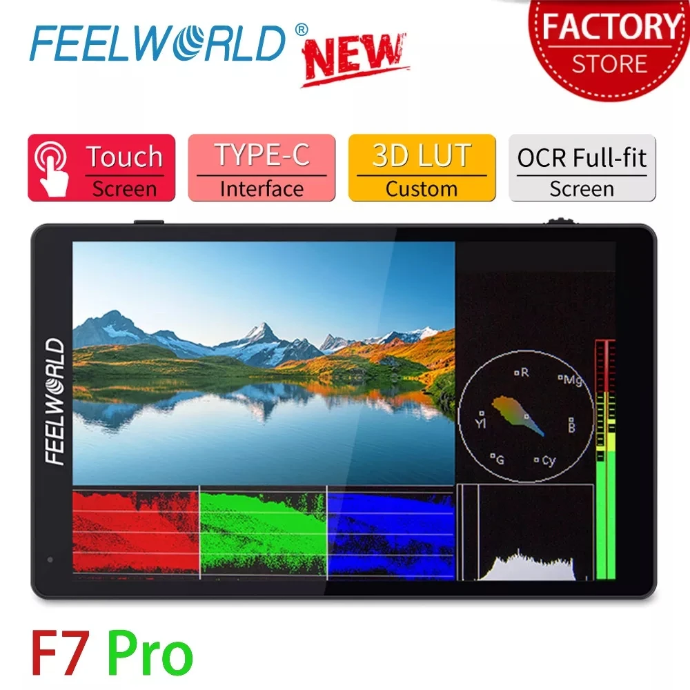 FEELWORLD F7 Pro 7 Inch 4K Field Monitor 3D LUT DSLR Touch Screen IPS HDR 50/60Hz 1920x1200 F970 External Power Kit