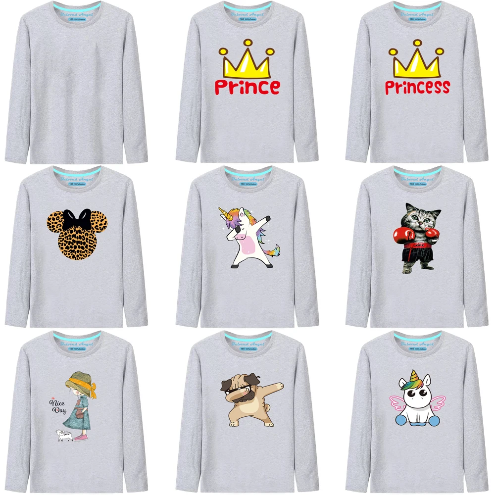 

3-15T Cartoon Cotton T-shirt Kids Long Sleeve Tops Tee Baby Toddler Boys T Shirt Girls Clothes Christmas Children Casual Costume