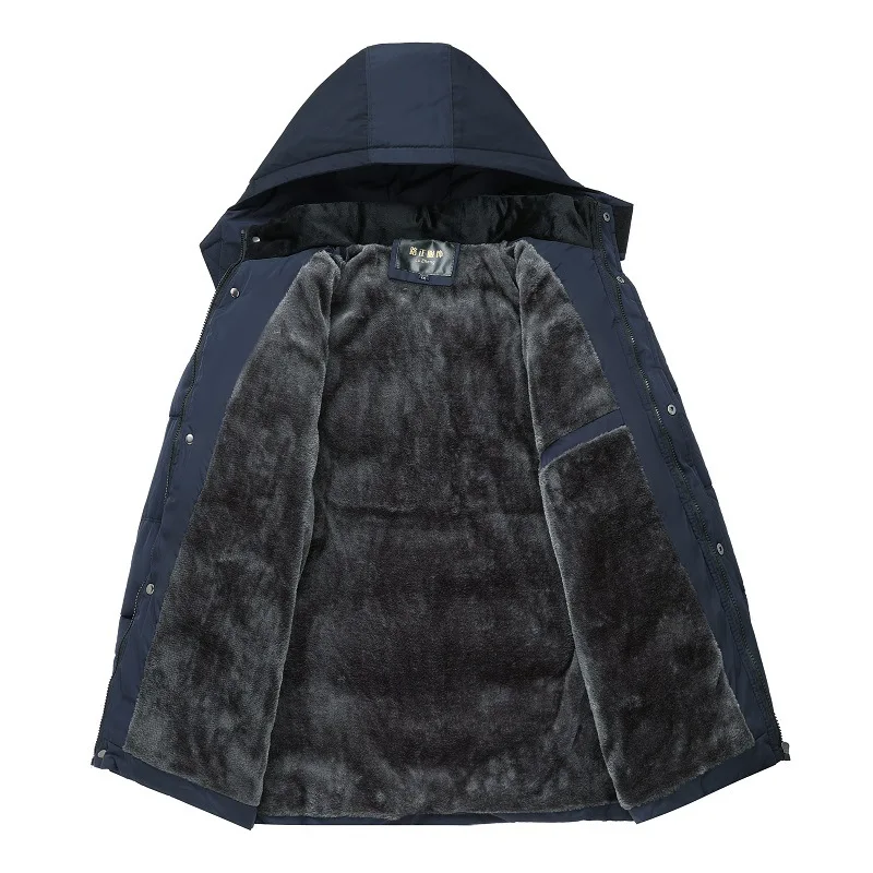 2024 Nieuwe Mode Fleece Capuchon Winterjas Heren Dikke Warme Heren Winterjas Winddicht Cadeau Voor Vader Echtgenoot Parka