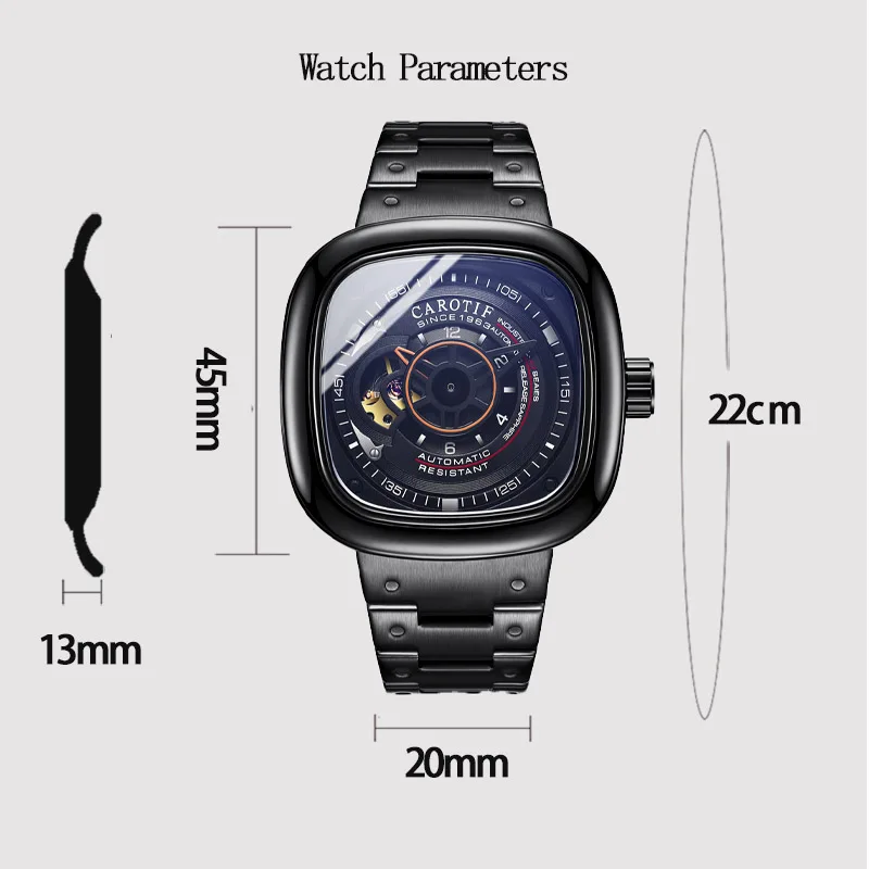 Luxury Men\'s Mechanical Watch 2021 NEW Montre Homme Fashion Brand Lale Wirstwatch Square Clock Reloj Hombre