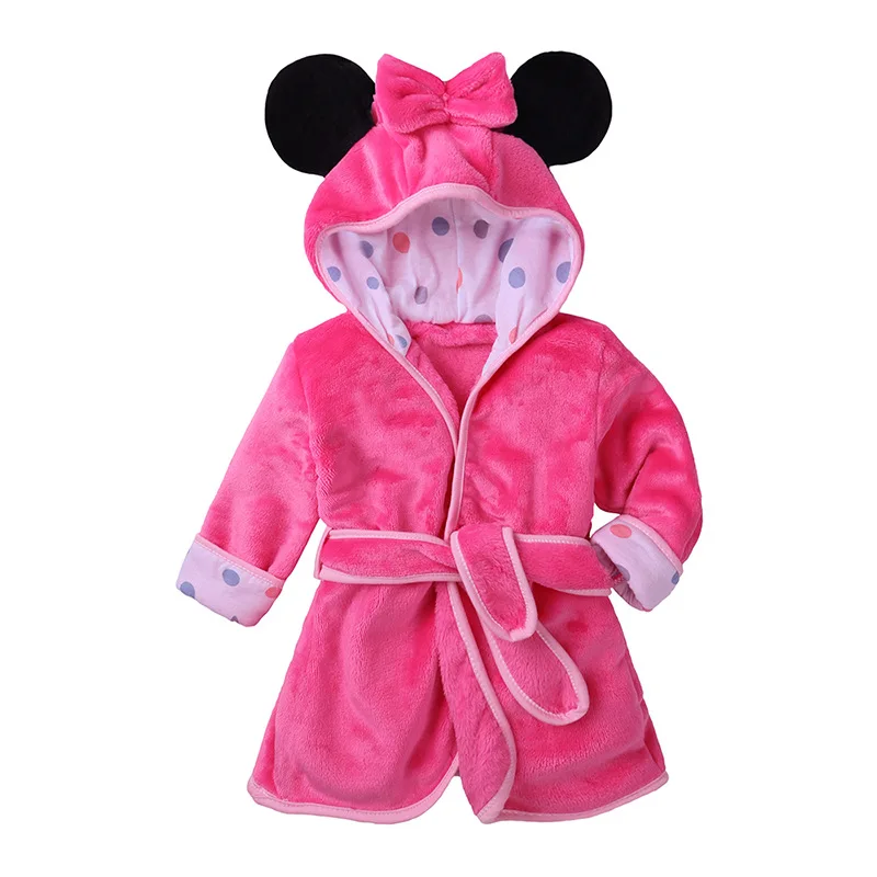 2021 kids bathrobe Minnie Mickey soft flannel robe nightgown boy and girl warm bathrobe 2-6 years old