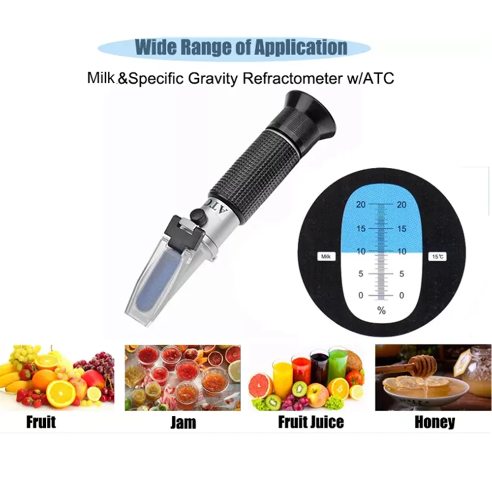 0-20% Brix Refractometer Handheld Sugar Refractometer Sugar Concentration With ATC Sweetness Optics Tester for Milk Fruit