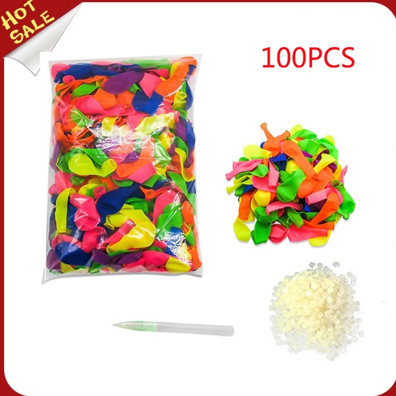 111pcs Multicolor Latex Filling Water Balloon Kids Summer Outdoor Beach Toy Easy Kit Latex Filling Water Bomb Ball Fight Games