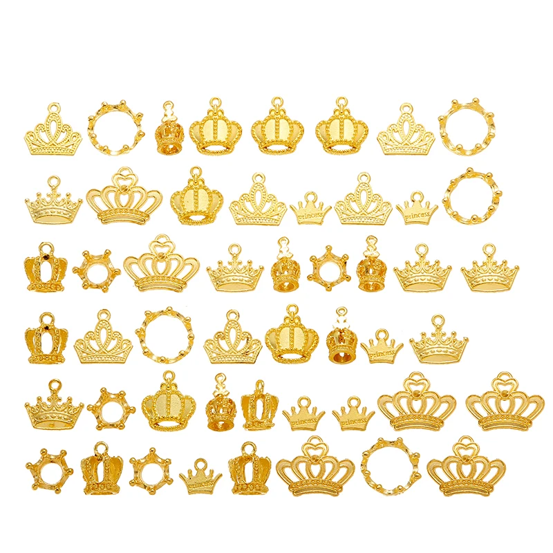 50pcs 3 color Vintage Metal Mixed Crown Charms Pendants For Jewelry Making Diy Handmade Jewelry