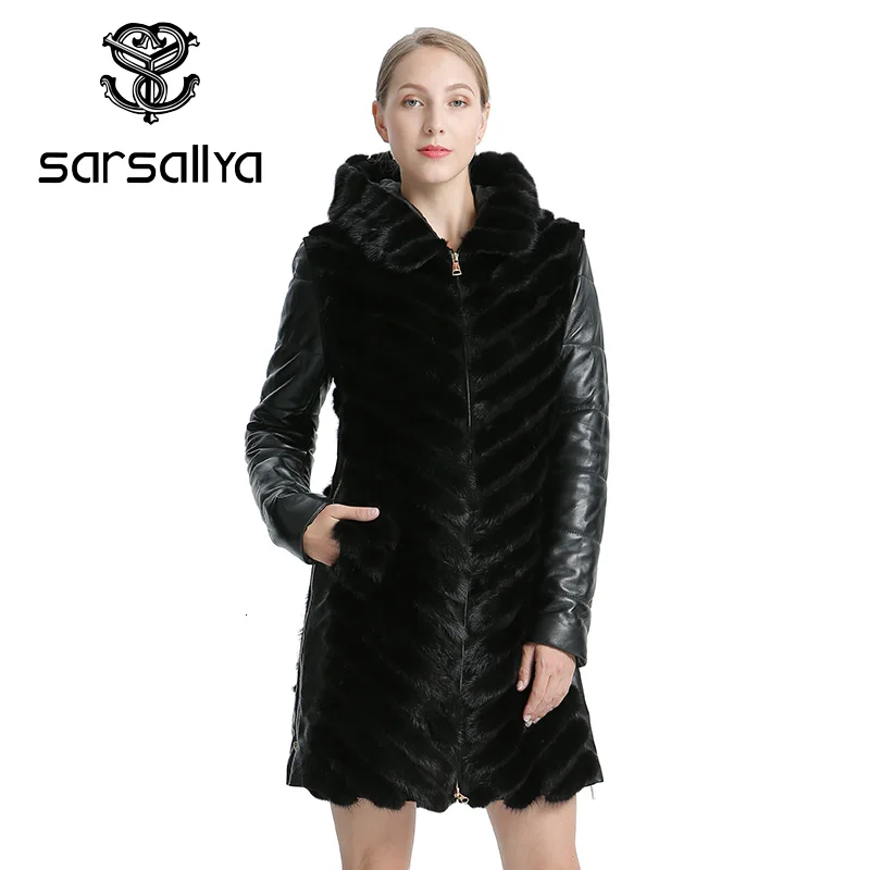 

SARSALLYA Natural Mink Coat Jacket Woman's Winter Jackets Detachable Leather Real Fur Coat Women Clothing Overcoat Female