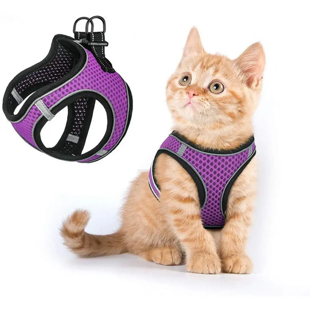 1pc Pet Chest Strap Reflective Stripes Pressure Reduction Breathable Pet Cats Vest Harness Pet Products