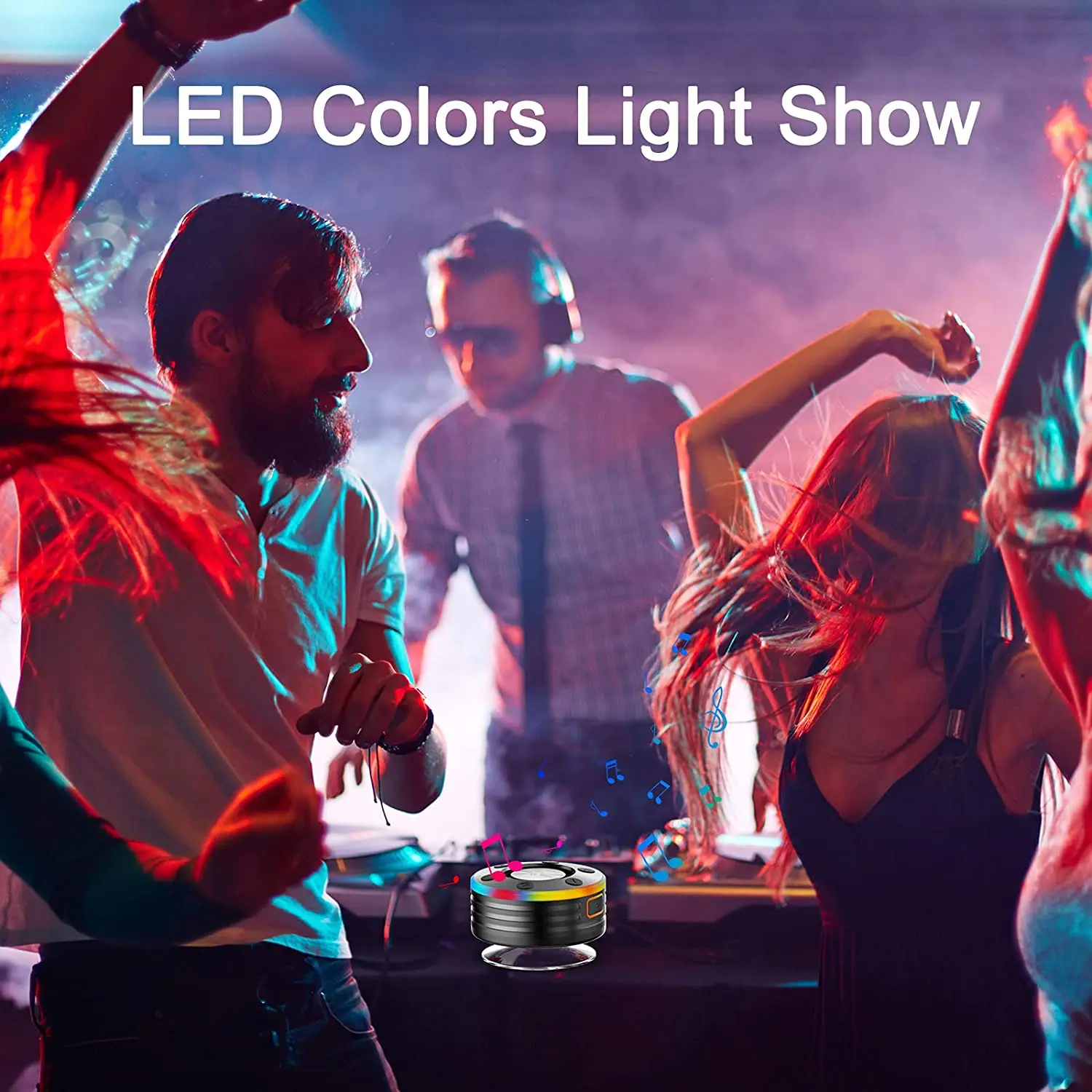 Bluetooth-колонки Водонепроницаемые IP7 с присоской, портативный динамик со светодиодной подсветкой, 3D-кристаллический звук и бас, радиоприемник для душа