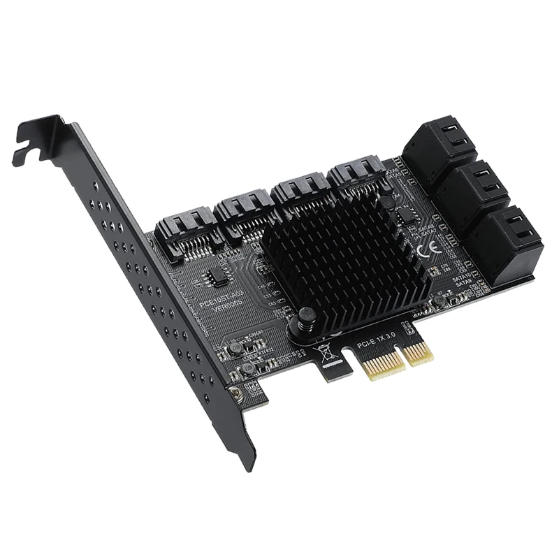 Mining Riser PCIE SATA PCI-E Adapter PCIE to SATA Controller Multiplier 10 Ports SATA 3.0 6Gbps to PCI Express X1 Expansion Card