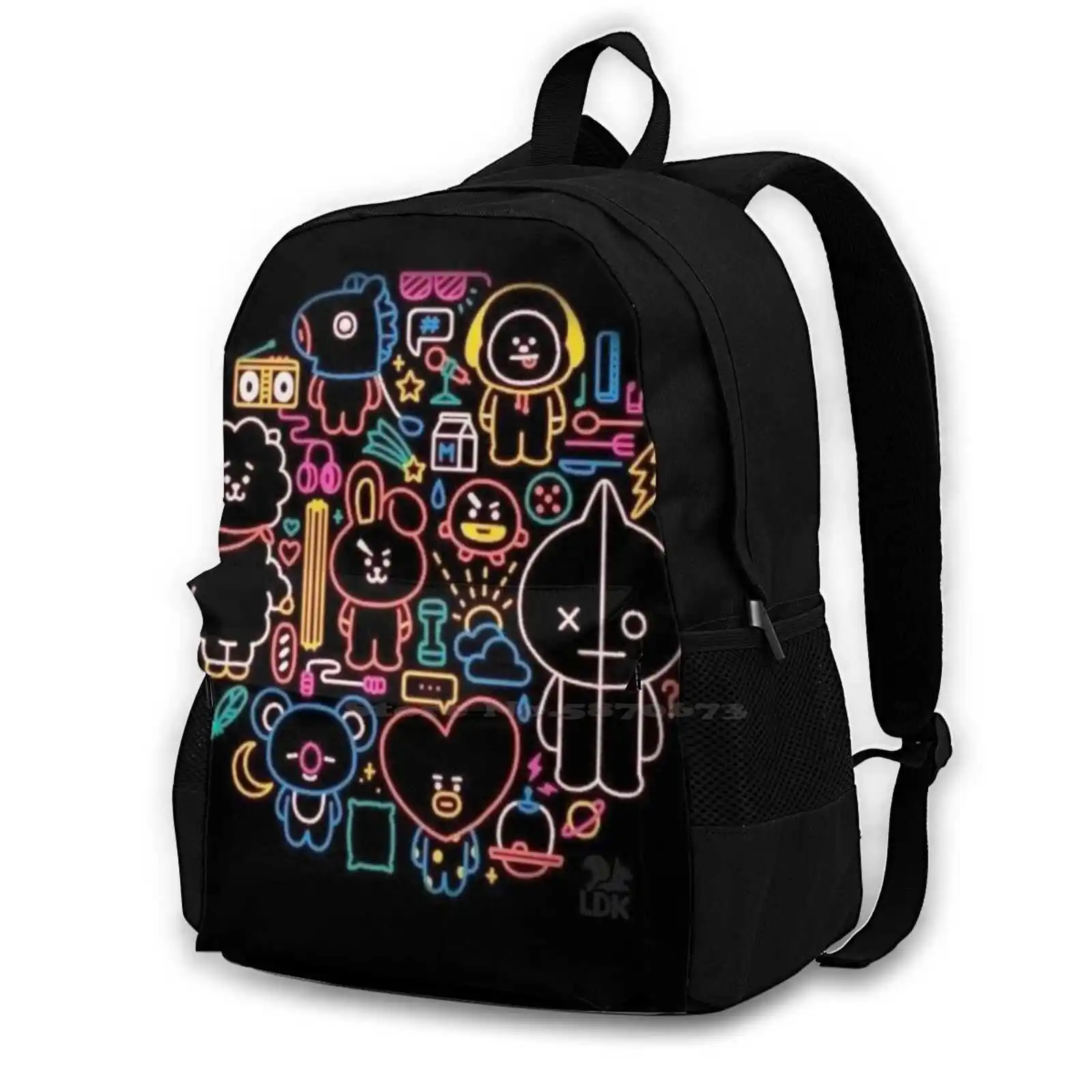 Neon Hot Sale Schoolbag Backpack Fashion Bags Kpop Army Cooky Rj Koya Mang Shooky