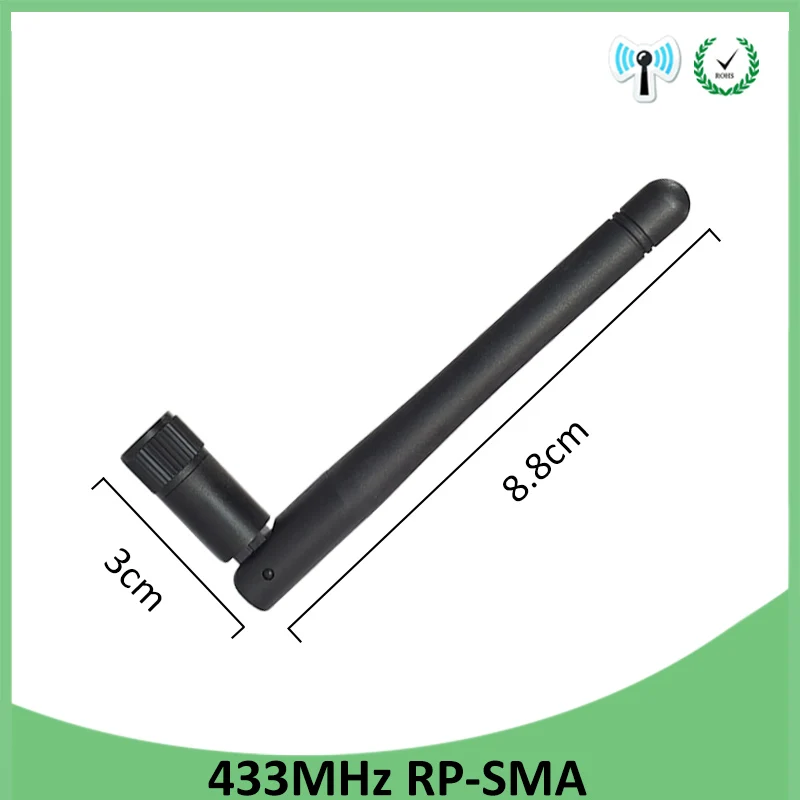 Антенна 433 МГц 3dbi lora 433 МГц RP-SMA Разъем Резиновая 433 м Антенна IOT Lorawan + IPX-SMA Мужской удлинитель Кабель-косичка