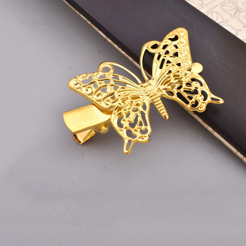 2 pcs/par mulheres oco grampos de cabelo metal borboleta hairpins ouro prata vintage pinos de cabelo para acessórios de estilo
