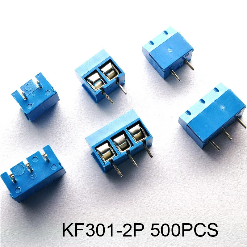 

500pcs KF301-3P 5.08mm 3Pin PCB Screw Terminal Block Connector,300V/10A(22-14 AWG wire), Blue Connector